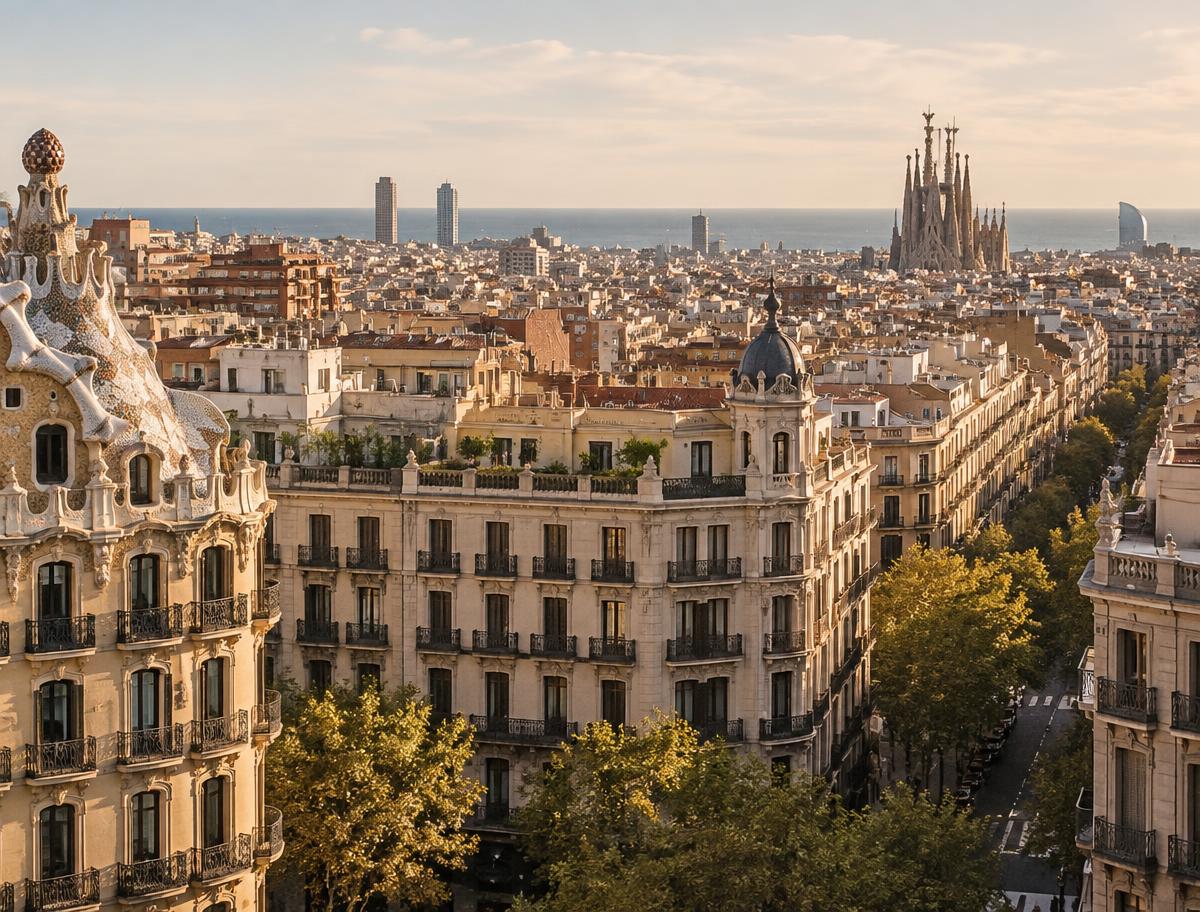 Barcelona rooftops in afternoon light